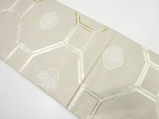 JAPANESE KIMONO / ANTIQUE FUKURO OBI / SILK / WOVEN ABSTRACT SHOKKO PATTERN